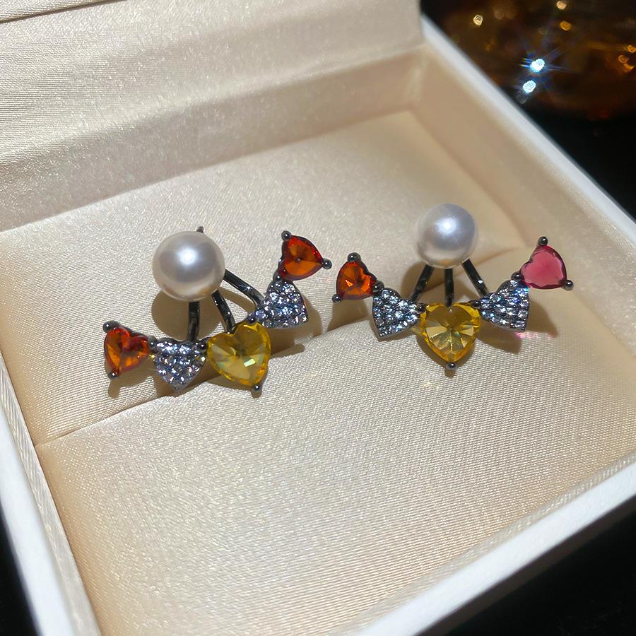 European and American geometric color flower zircon fringed earrings, stud earrings, exquisite luxury earrings, women