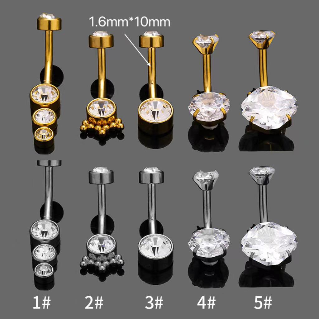 316L Stainless Steel Belly Button Ring with Inlaid Zircon