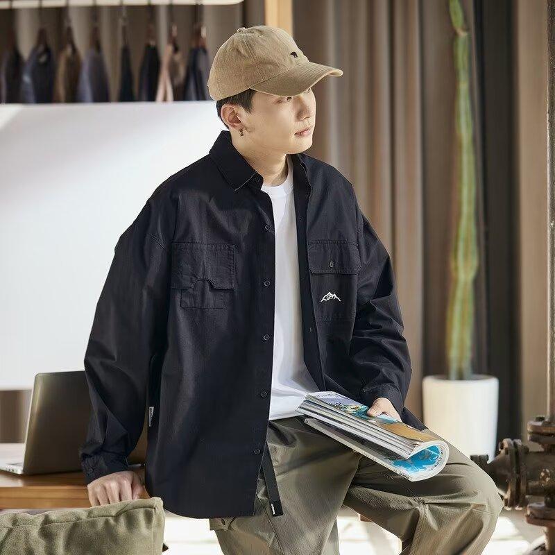 Spring and Autumn Cotton Long-Sleeved Shirt Workwear Retro Coat Mountain Casual Fashion Brand Ruan Handsome Shirt Men
