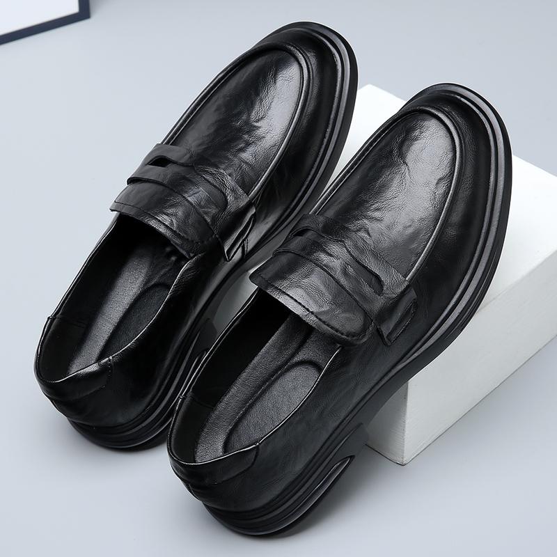 Fashion Leather Casual Shoes Men Handmade Slip On Loafers Platform Walking Outdoor Footwear Driving Loafers Breathable Men Moccasins