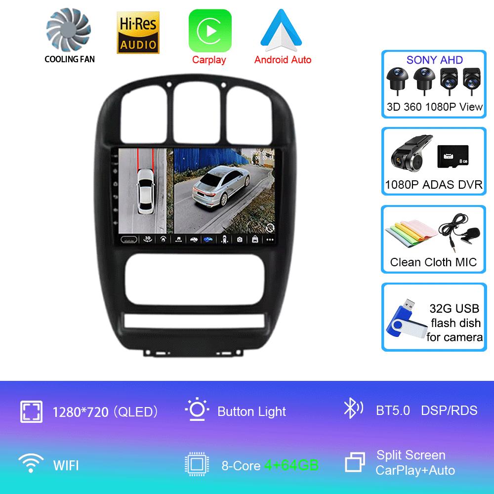 For Dodge Caravan 4 For Chrysler Grand Voyager RS 2000 - 2012 Android 14 Carplay Auto Car Radio Multimedia Video Player Screen