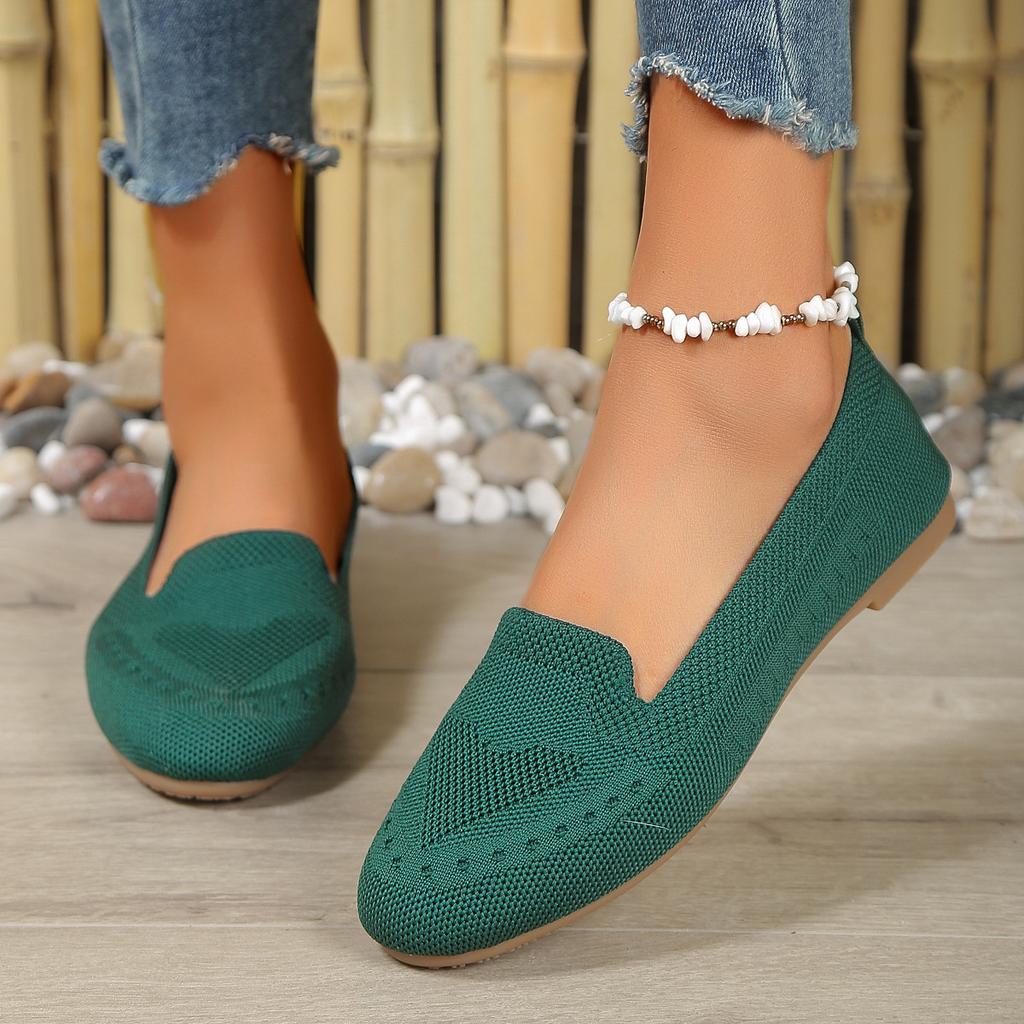 New Oversized Single Shoe with Fly Woven Mesh Surface, Shallow Mouth, One Foot Kick, Lazy Flat Bottom Casual Women's Shoes
