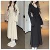 New Girl's V-neck Irregular Dress Autumn Waist Thin Waist Pleated Long-sleeved Lace-up Skirt