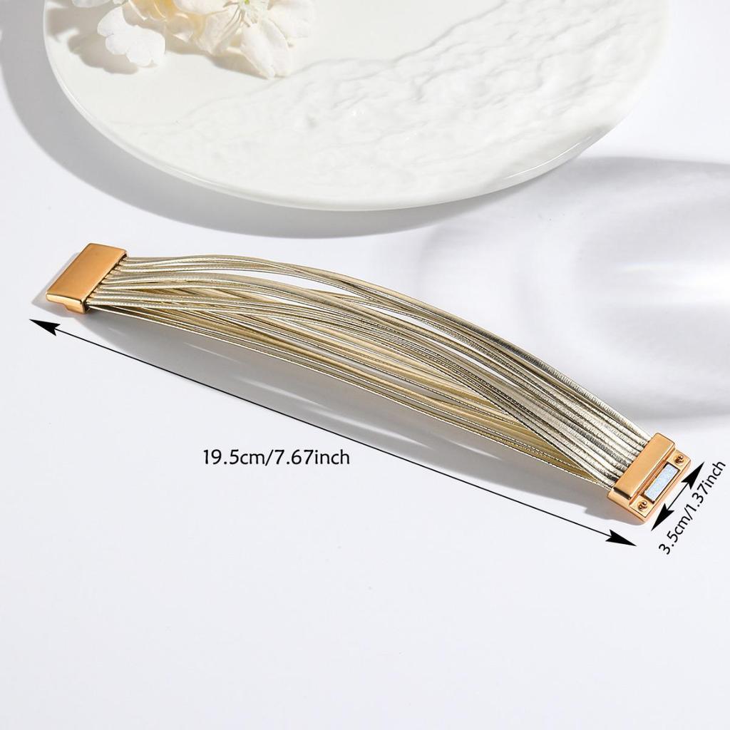 Women's Multi-Strand Leather Bracelet with Magnetic Clasp