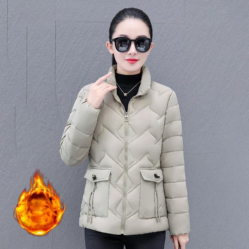 Women's Autumn and Winter Parkas – Short Coats, Zippered Stand-Collar Jackets, Full-Sleeve Thick Warm Outerwe