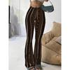 Spring Autumn Elastic Waist Fashion Printing Flare Pants Women Casual All-match Slimy Oga Trousers