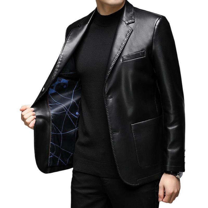 Jachete din piele pentru bărbați de primăvară Jachete din piele pentru bărbați de primăvară și toamnă pentru bărbați de afaceri ocazional Costume simple pentru bărbați