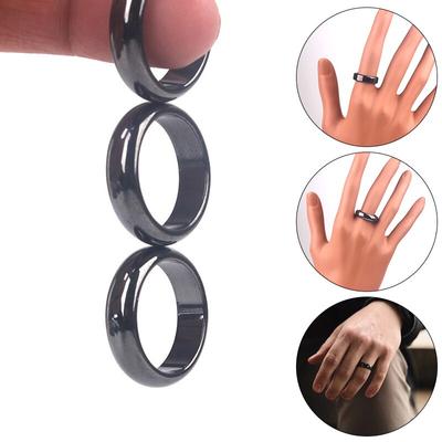 Fashion Simple Style Couple Jewelry Smooth 4/6/10Mm Women Men Finger Rings For Lovers Black Magnet Hematite Rings Wedding Ring