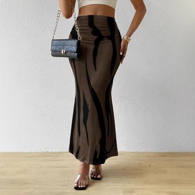 Women's Zebra Print High Waist Bodycon Fishtail Midi Skirt - European & American Fashion 2025