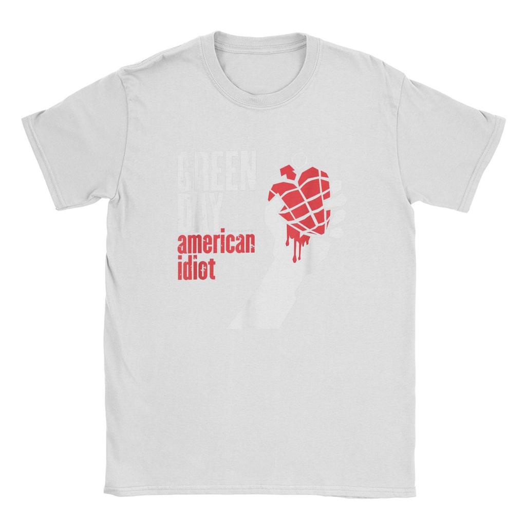 T-shirt da uomo Green Days American Idiot Vintage in puro cotone a maniche corte Harajuku Hip Hop per fan T-shirt girocollo