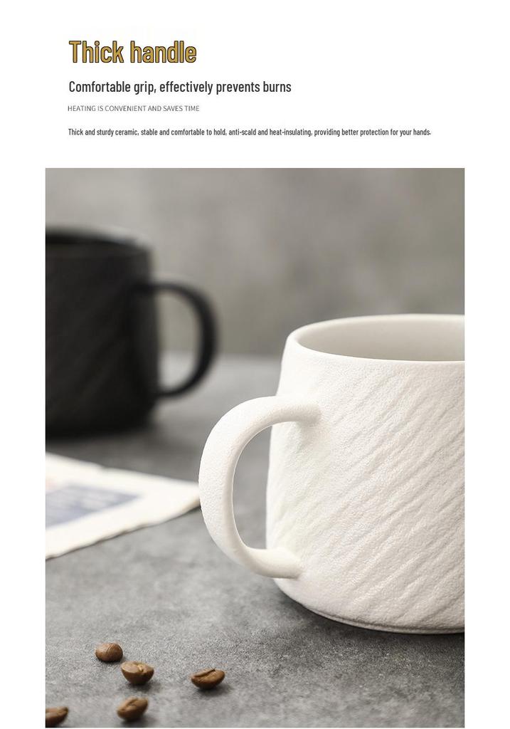 Large Stone Pattern Black & White Ceramic Mug for Home, Girls, Couples, and Coffee for Breakfast