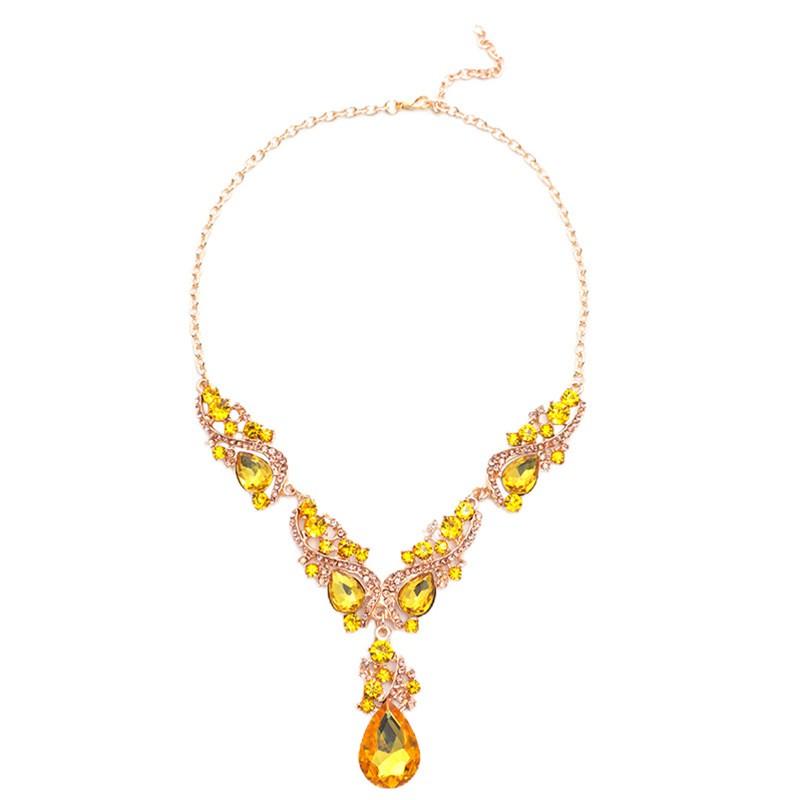 Vintage Statement Necklace Earrings Set Alloy Plated Jewelry Evening Party Wedding