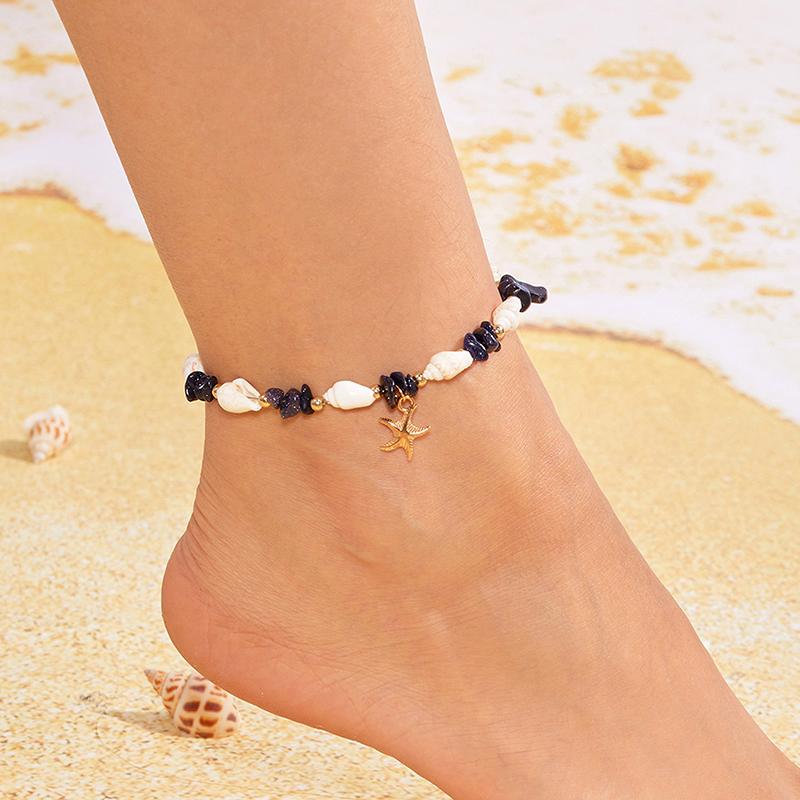 Bohemsk Strand Sjøstjerne Konkylie Perlekjede For Kvinner Jenter Sommer Havskjell Sjøstjerne Armbånd Feriestil Ankellenke Gaver