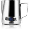 Milk Frothing Pitcher 600ml Stainless Steel Coffee Milk Frother Steamer Cup Foam Making with Thermometer for Making Espresso Cappuccino Latte Hot