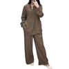 2026 Autumn Fashionable Cotton Linen Long Sleeve Casual Drawstring Pants Set