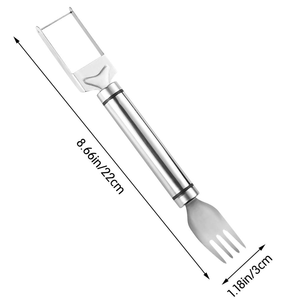 Dual Head Watermelon Fork Cutter Slicer Tool for Home Kitchen Gadget Melon Cube Cutter 2-in-1 Stainless Steel Fruit Cutter