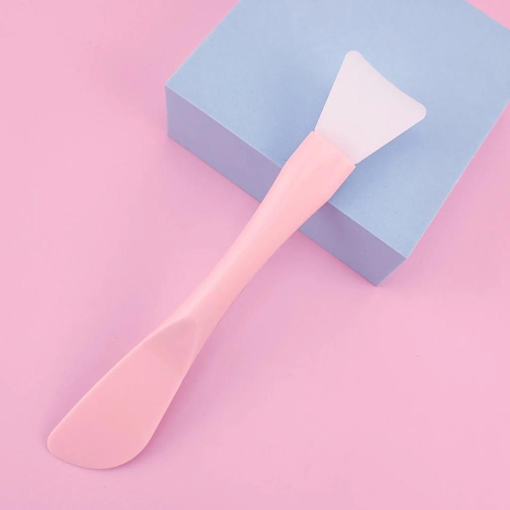 Silicone Facial Mask Brush Soft  Mud Film Brush DIY Film Adjusting Beauty Tool  Wholesale Head with Scraper Integrated Dual-use