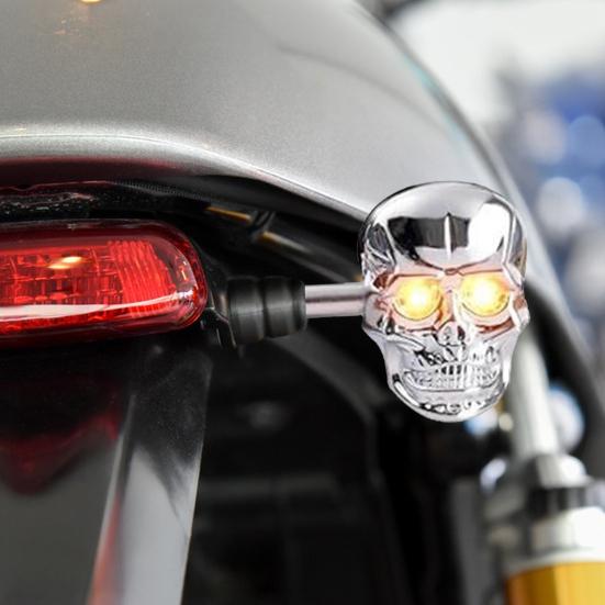 Skull Head LED Amber Turn Signal Universal 10mm Screw Blinkers