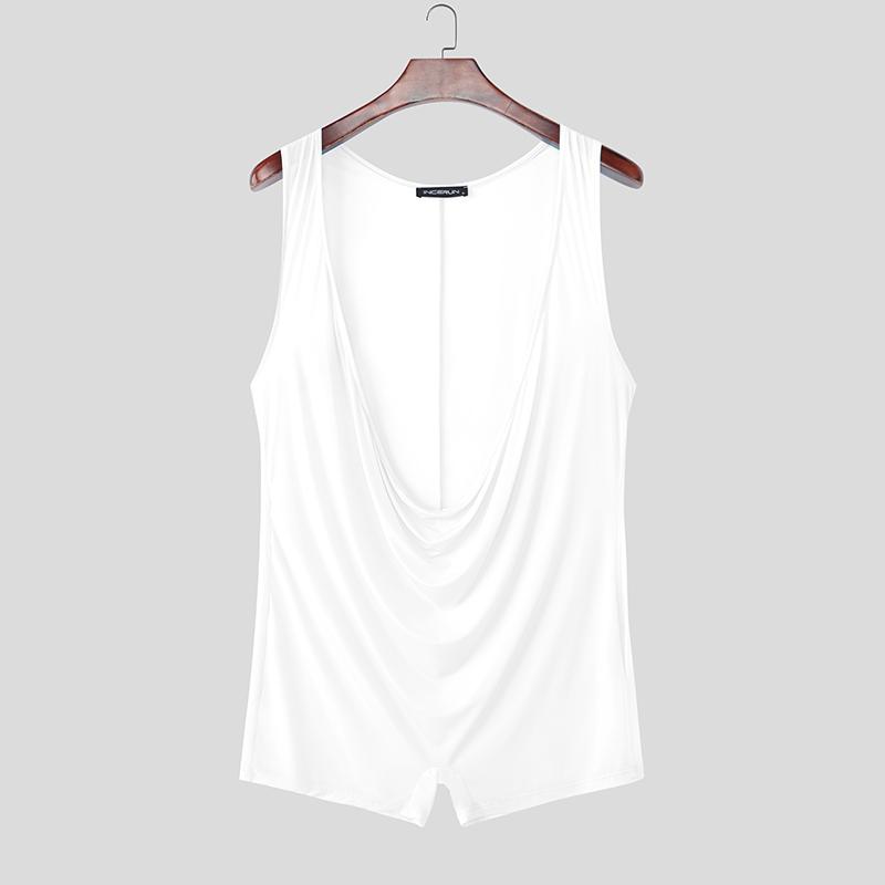 INCERUN Men Sleeveless Deep V Fitted Bodysuits One Piece Jumpsuits Underwear