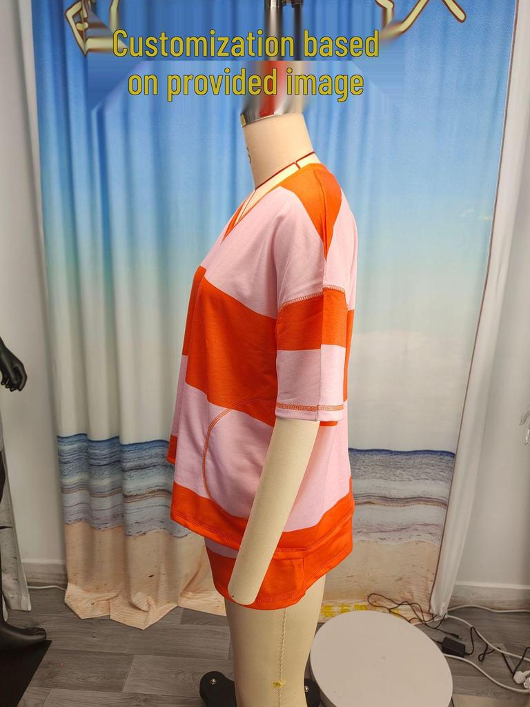Spring/Summer Women's Striped Short-Sleeve Top & Casual Shorts Two-Piece Sportswear Set