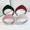 Retro Baroque Pearl Headband Glitter Rhinestone Elastic Fabric Hair Band for Ladies Formal Dinner Evening Party Wear
