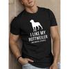 Europeiska storlekar Herr Casual Rottweiler Grafisk T-shirt, Rundhalsad Kortärmad T-shirt, Normal passform Stickat Tygtillbehör för Sommaren, Liten Stretch,