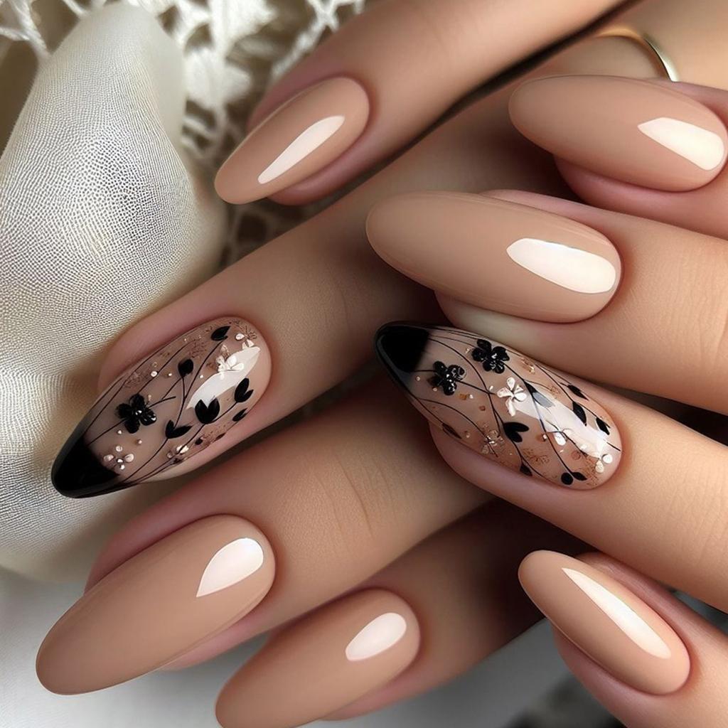 Almond Press On Nail Glossy Fake Nail Stick On Nail In 12 Sizes 24Pcs French Nails Tips for DIY Nails Art Decorations