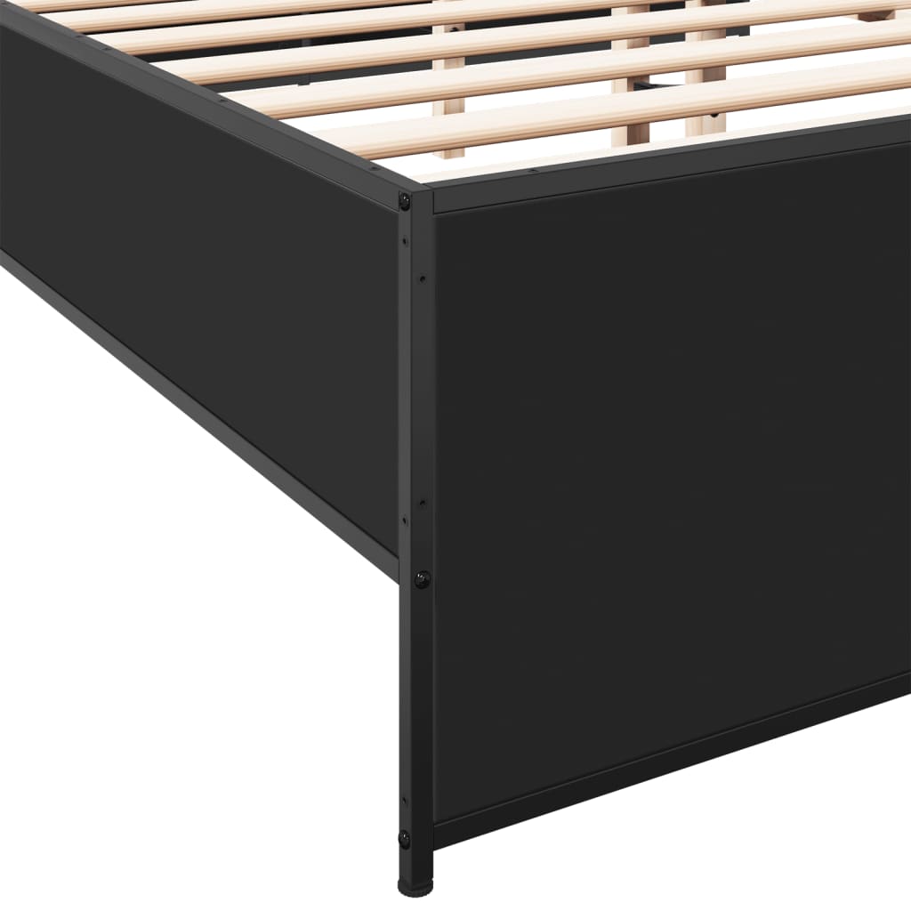 Bed Frame Black 150x200 cm Particleboard and Metal
