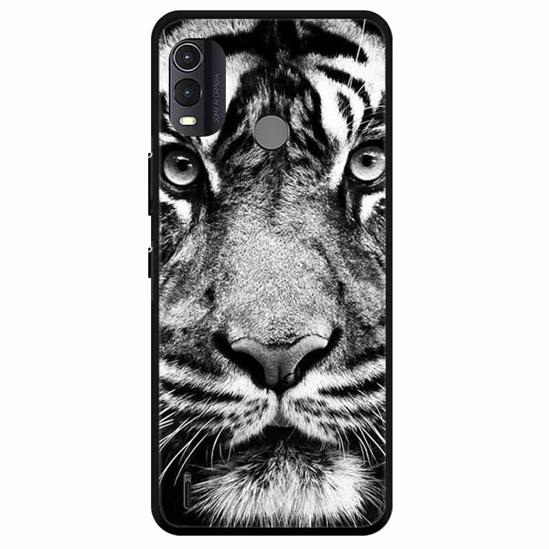 Soft Silicone Cover For Nokia C22 Case 2023 TPU Wolf Lion Painted Black Phone Coque for Nokia C22 C 22 4G Black For NokiaC22