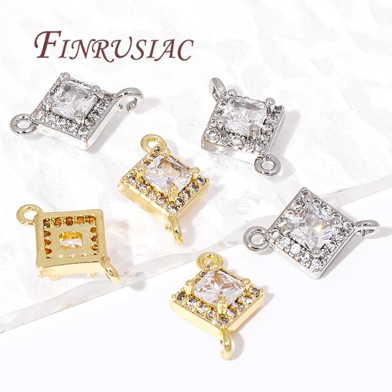 Trendy 18K Gold Plated Zircon Crystal Pendant Charms Connector For Jewelry Making DIY Earrings/Necklace/Bracelets Accessories