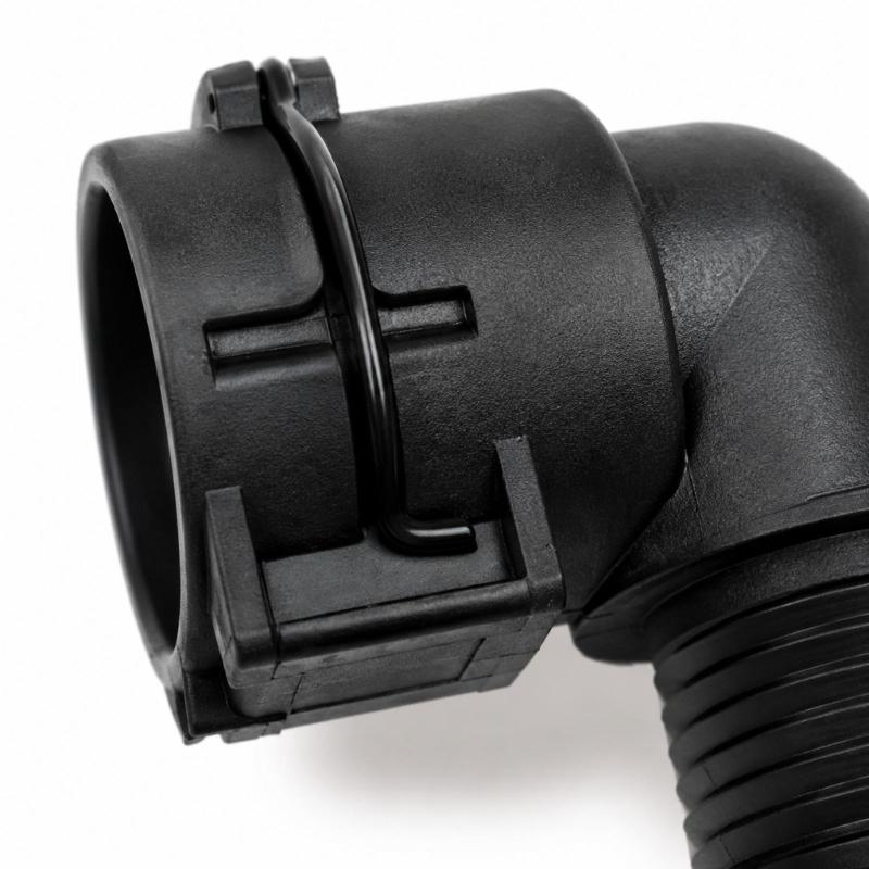 ABS Heater Hose Fitting with Clip-Side Connection and Ribbed Hose End 95089363 95089364 for Automotive Heater-Hose Replacement Work