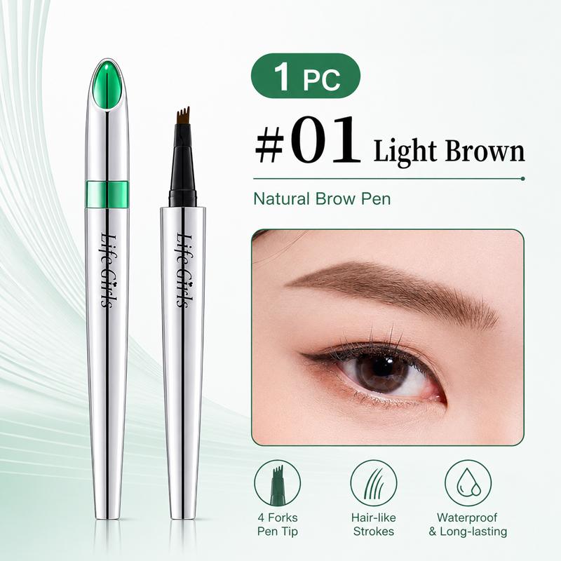 4-Vorkpunt Wenkbrauwpen Waterdicht Langhoudend Microblading Wenkbrauwpotlood Natuurlijke Haarlike Streken Vlekbestendig Make-up Tool