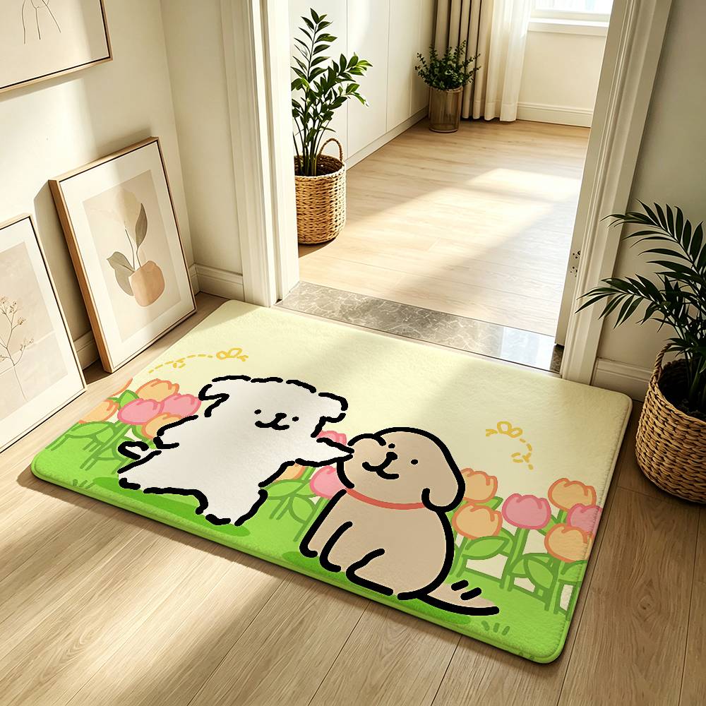 Cartoon M-Maltese Carpet Bathroom Anti-slip Mat Door Mat Home Decoration Mat Entrance Door Mat Scratch-resistant Door Mat