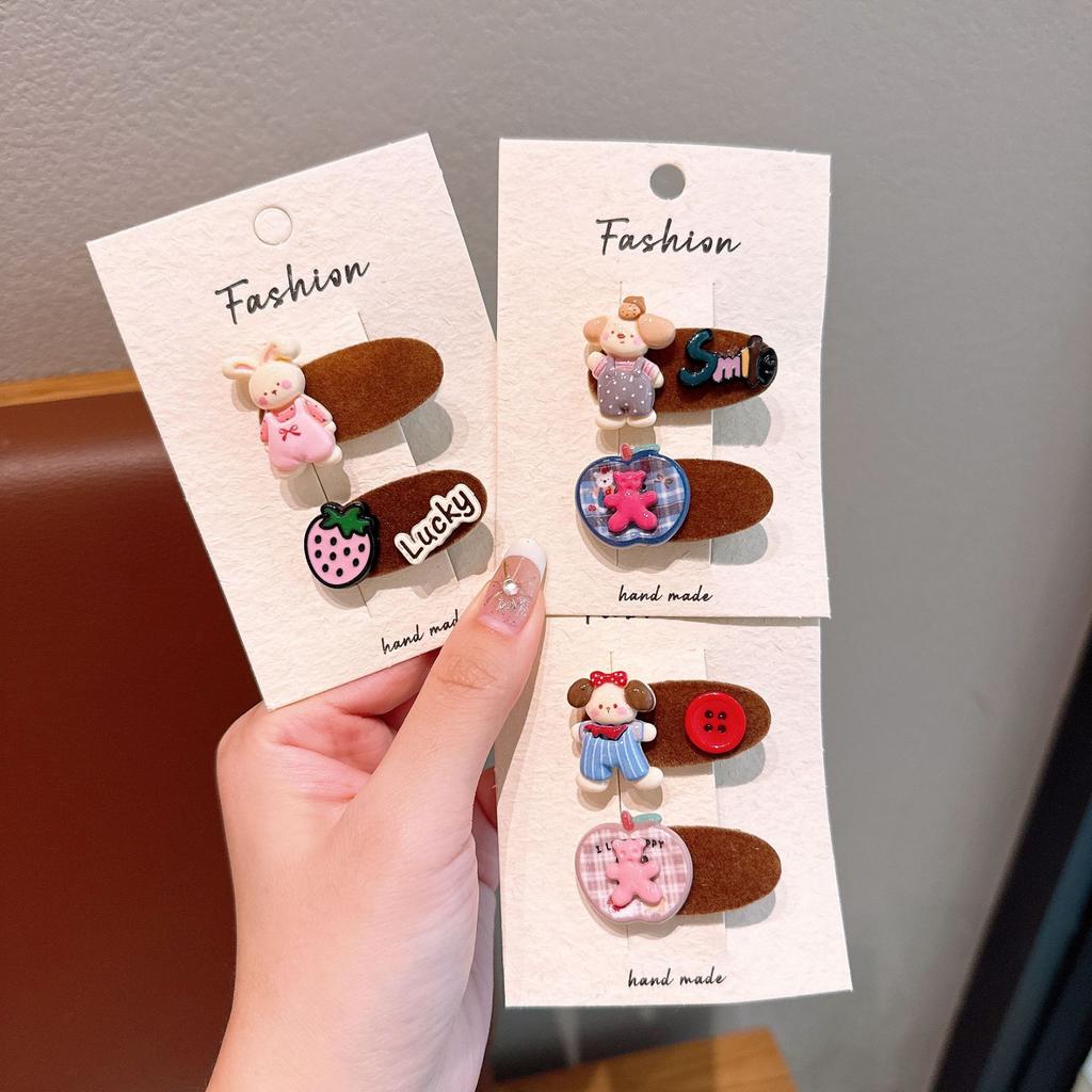 Red Children'S Cartoon Hairpin Versatile Cute Sweet Letter Bangs Clip Side Clip Hair Accessories