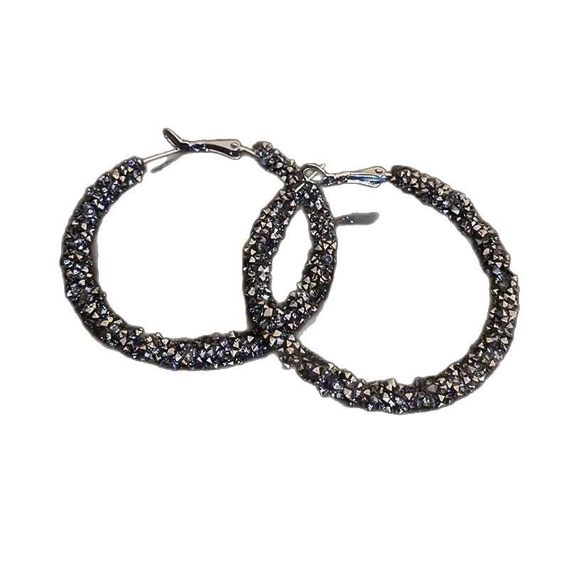 Starry Rhinestone Circle Earrings: Women's High-End, Large Hoop Fashion