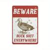 Metal Wall Poster Duck PIRFOX Warning 8x12 Inch Rustic Farm Decor Moisture Proof Garden Sign