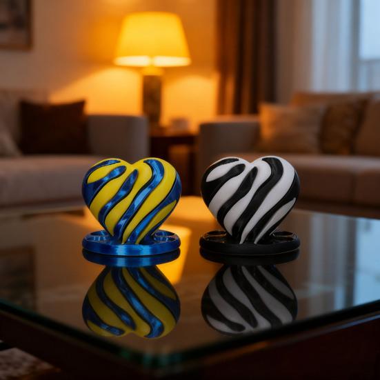 3D Printed Heart Figurine Mini Heart Spiral Fidget Toy Fun Desk Decoration Anxiety Stress Relief Gift for Kids Adults