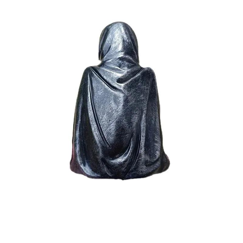Schwarze Kleidung Mysteriöser Meister Ornament Horror Schwarz Gewandeter Nachtwandler Gothic Sitzend Harzhandwerk Ornament Desktop-Dekoration
