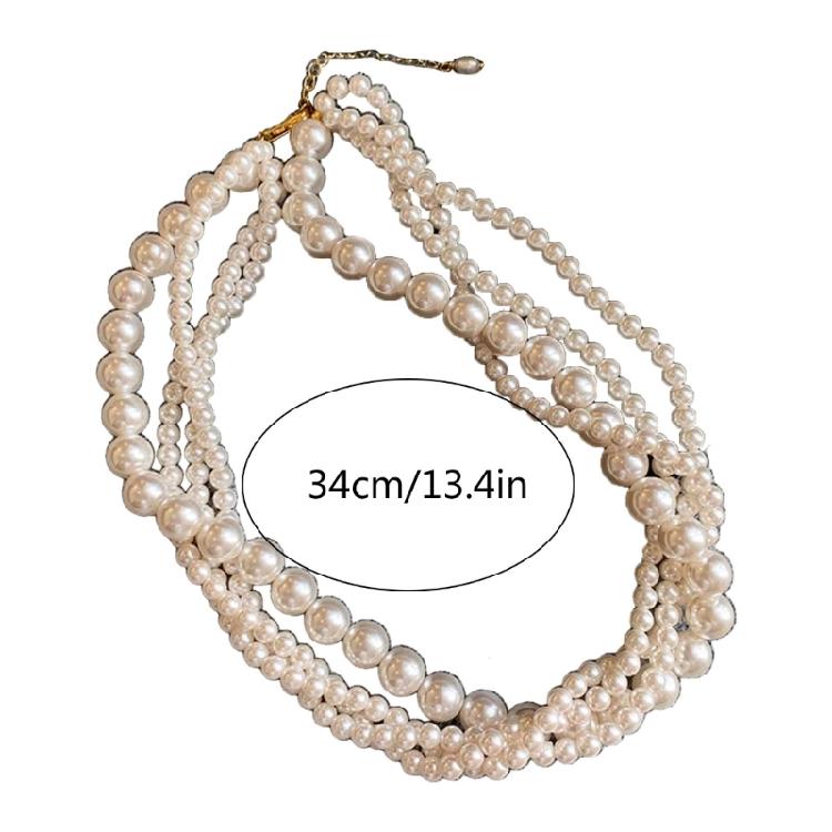 Beautiful Multilayer Necklace Graceful Pearls Beaded Chain Gift for Friend
