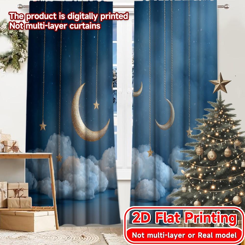 

2D Flat Printing 2pcs Celestial Dreams Chic Fashionable Curtains 100% Polyester Curtains Decorations Outdoor Ldeal for Bedroom & 100*130 Rod Pocket 1pcs