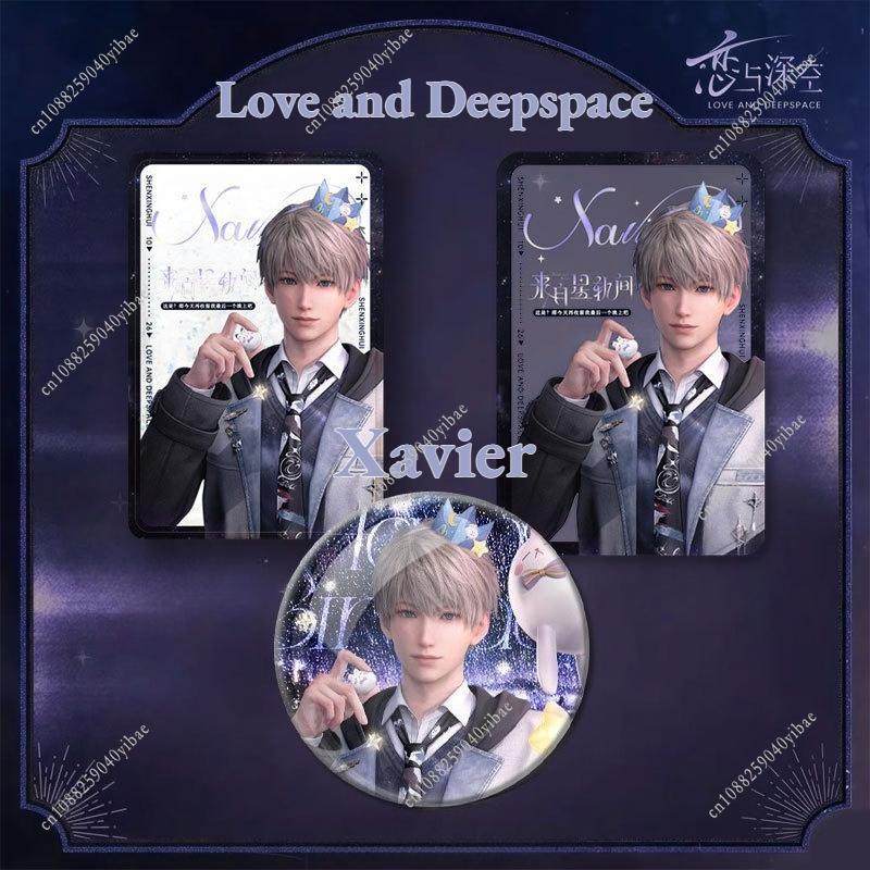1-3Pcs/Set Game Love and Deepspace Xavier Shenxinghui Badge Anime Cosplay Transparent Card Quicksand Card Cartoon Fans Gift Set