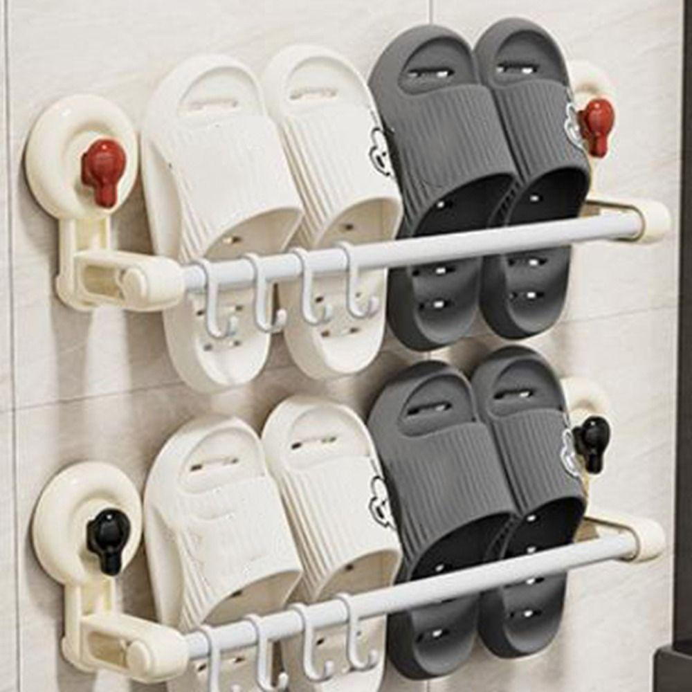 Punch Free Single Rod Towel Rack Plastic Bath Towel Hanger Suction Cup Towel Rack  Kitchen