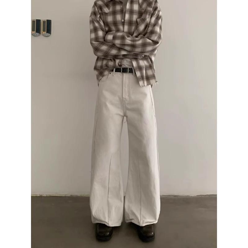 

Unisex American Retro Wide-Leg Jeans: Trendy, Loose-Fit with a High-End Feel XXXL белый