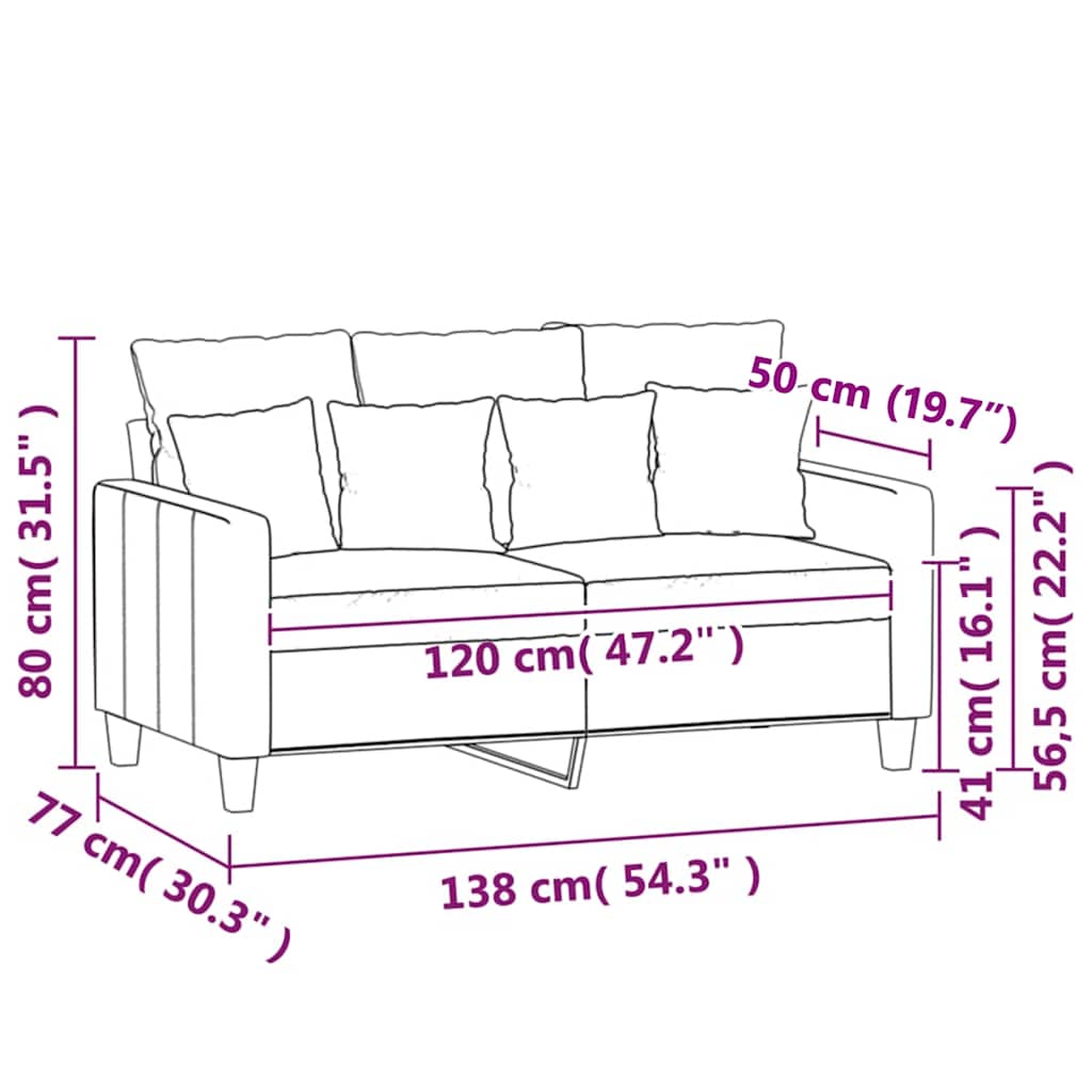 2 Seater Sofa Brown 120 cm Velvet