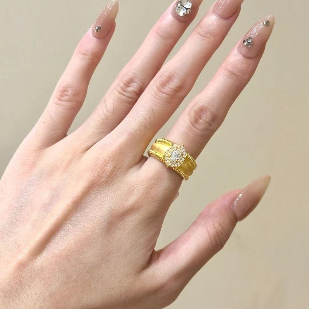 Vintage Crystal Split Ring Unique Adjustable Finger Rings Retro Pearl Opening Rings  Female