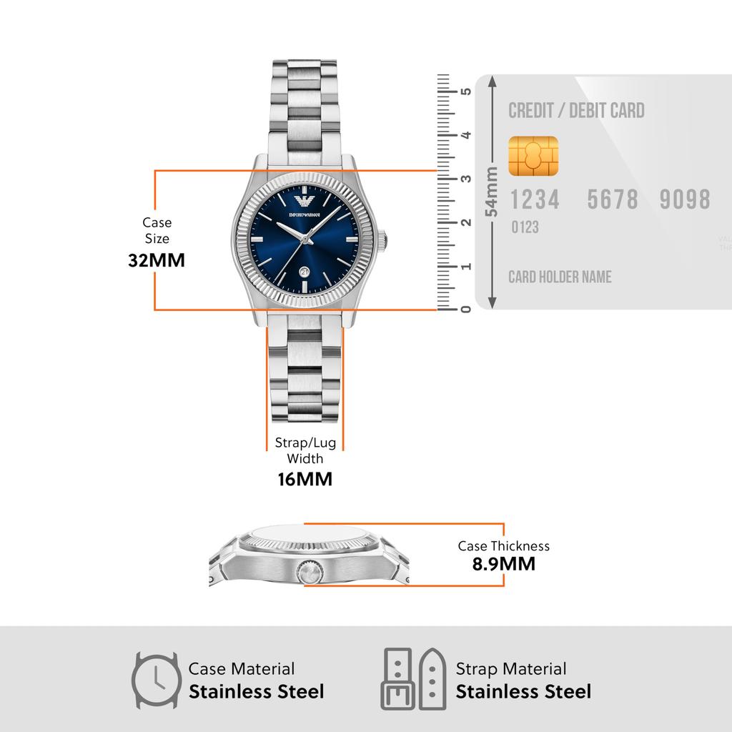 Emporio Armani Stainless Steel AR11717 Women's Three-Hand Watch,