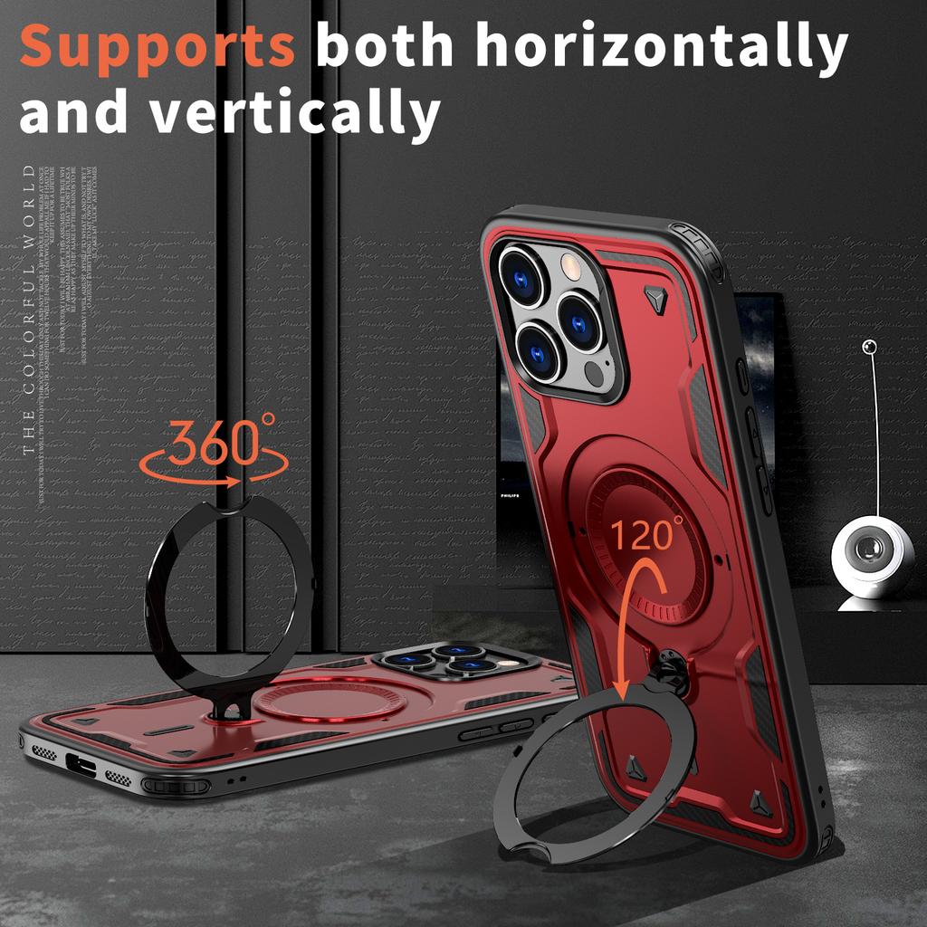 Applicable To iPhone17Pro Mobile Phone Case Magnetic Suction Rotating Magsafe Bracket Anti-drop Apple 15 Protective Case