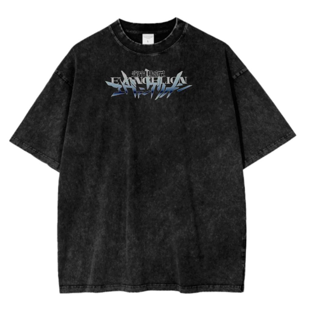 New ACID WASH TEE Neon Genesis Evangelion Printed Tshirt Mens and Womens Washed Tshirt High Quality Vintage Tshirt Top