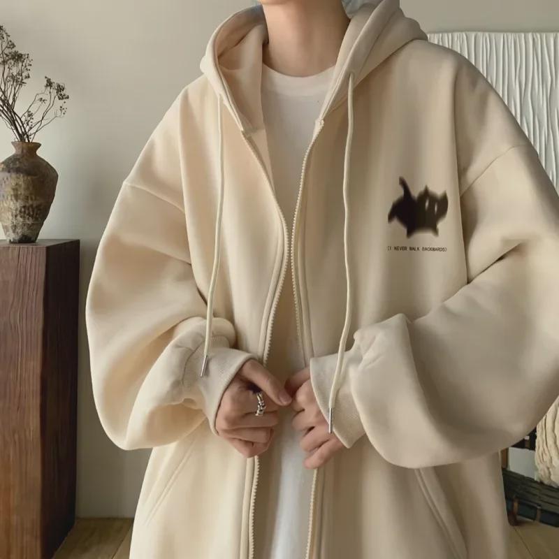 

Men s Trendy Loose Hooded Cardigan Sweatshirt - Spring/Autumn 2023 Collection L