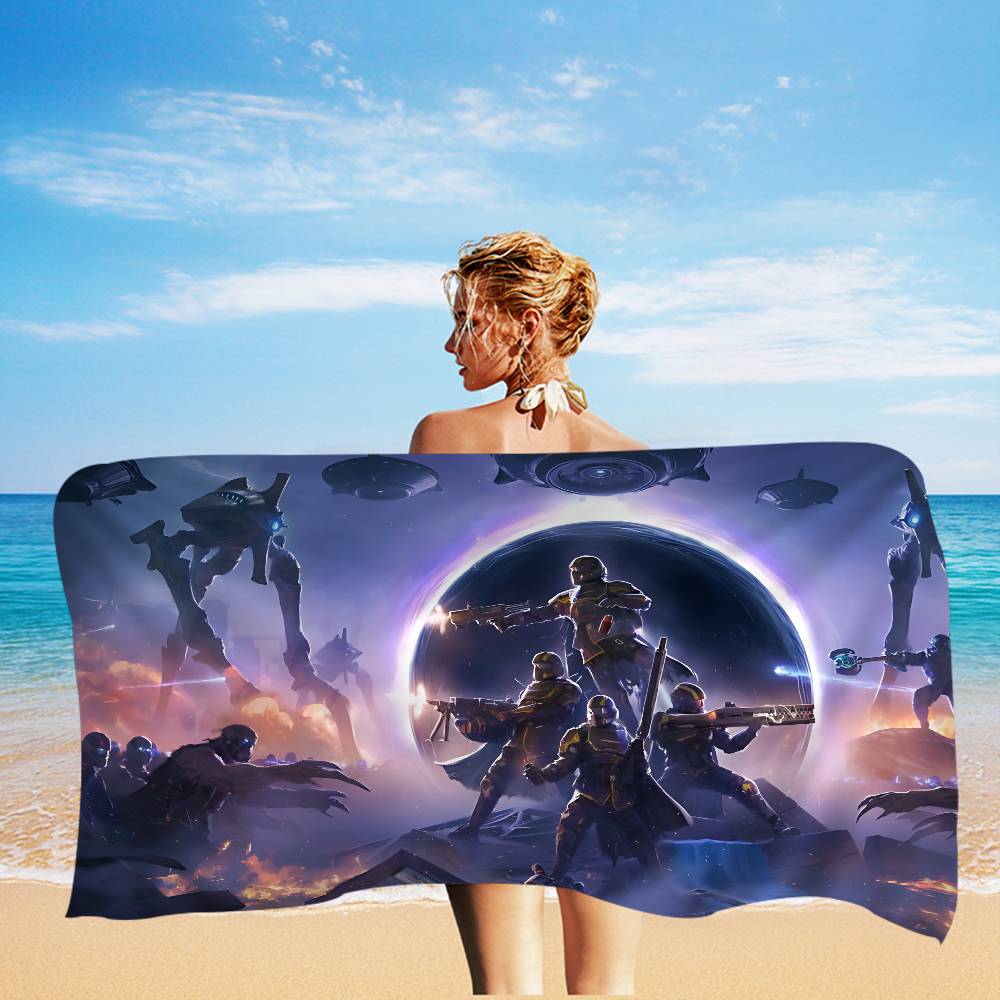 Video Game H-Helldivers Microfiber Printed Beach Towel Mountain Climbing Yoga Beach Swimming Running Absorbent Soft Towel